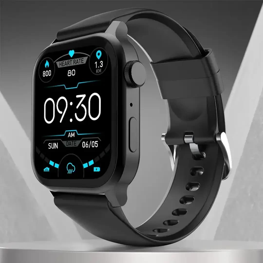 Fire-Boltt Rise Bluetooth Calling 47mm (1.85), Metal Bod & Rotating Crown, 123 Sports Smartwatch  (Black Strap, Free Size)