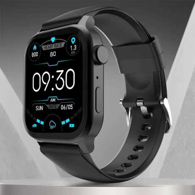 Fire-Boltt Rise Bluetooth Calling 47mm (1.85), Metal Bod & Rotating Crown, 123 Sports Smartwatch  (Black Strap, Free Size)