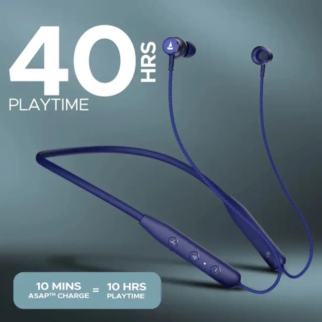 boAt Rockerz 110 with 40 HRS Playback, ENx Technology, Beast Mode & ASAP Charge Bluetooth  (Deep Purple, In the Ear)